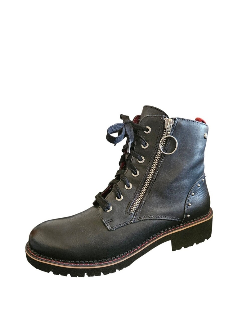 Pikolinos Vicar Lace-up Leather Side- Zip Biker Boots Size 40/9.5